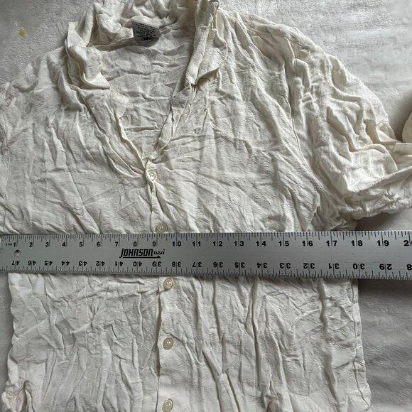 CP Shades Womens White Crinkle Jacquard Button-Up Shirt Medium Rayon Lightweight - Picture 6 of 7